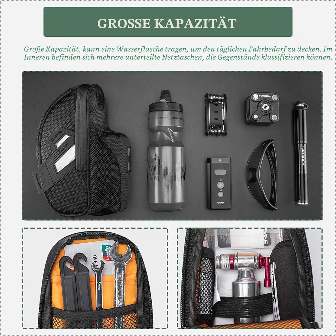 ROCKBROS Satteltasche Fahrrad wasserdichte Fahrradsatteltasche mit Flaschenhalter für MTB Rennrad Kr
