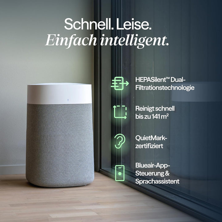 BLUEAIR Blue Pure 211i Max Luftreiniger für grosse Räume bis 141m² – Smart, leise, mit HEPASilent-Te