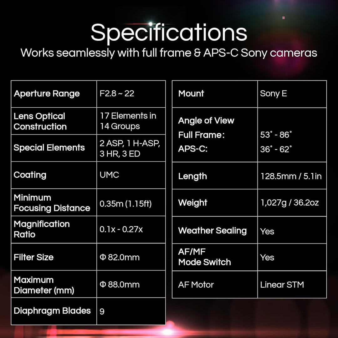 Rokinon AF 24–70 mm f/2.8 Autofokus-Vollformat-Zoomobjektiv für Sony E (IO2470AFZ-E)