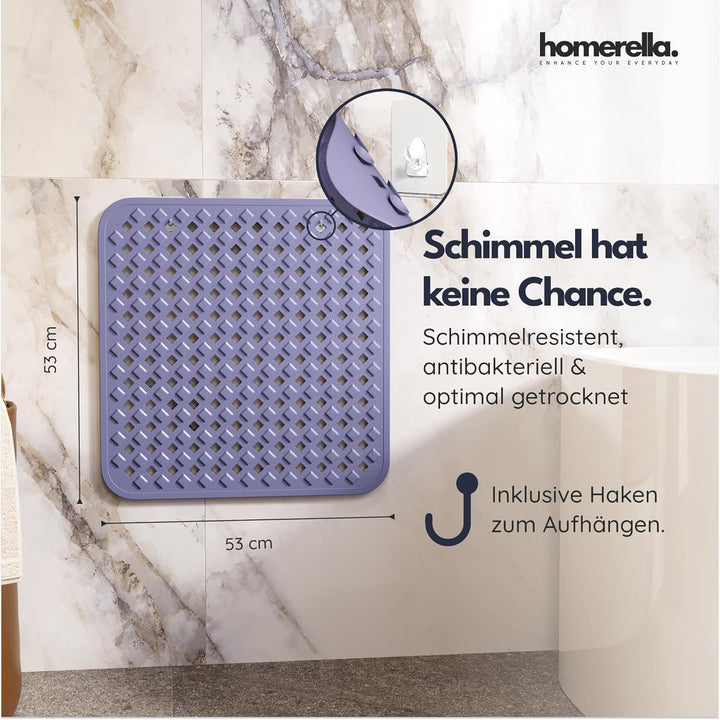 homerella© Duschmatte rutschfest 53x53cm, INKL. AUFHÄNGUNG, Antirutschmatte Dusche, schimmelresisten