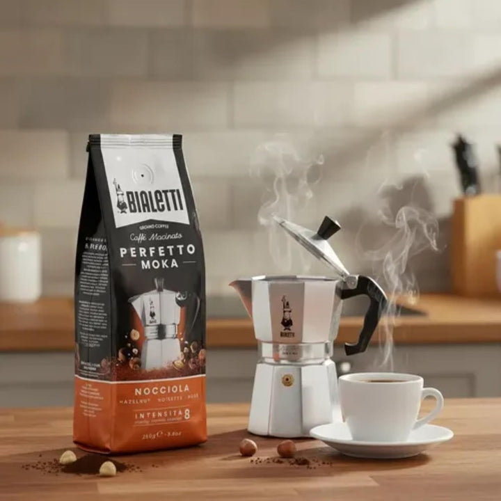 Bialetti - Perfetto Moka Nocciola: Gemahlener Kaffee mit mittlerer Röstung, Haselnuss-Aroma, 250g x
