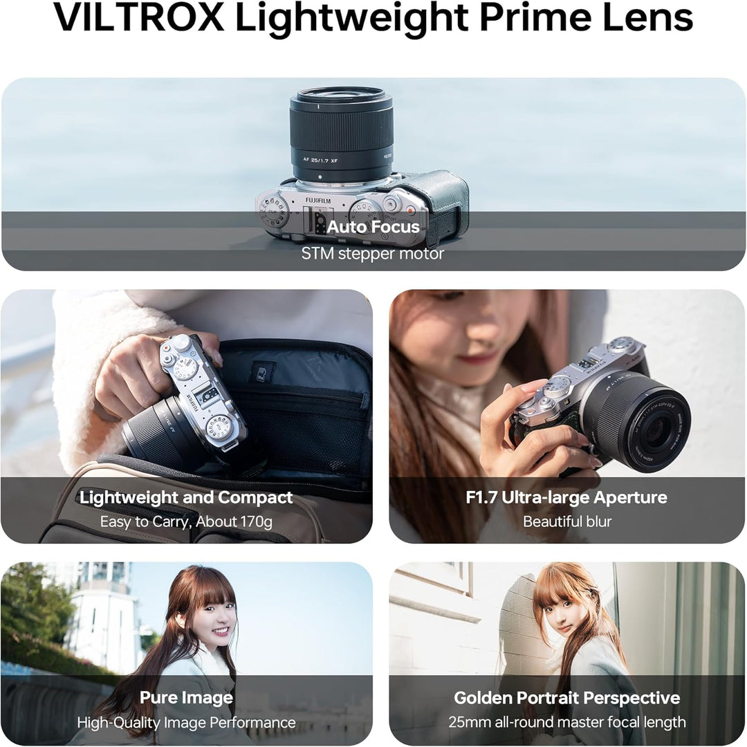 VILTROX AF 25mm F1.7 Objektiv für Fuji X-Mount, f/1.7 APS-C Autofokus-Mittelteleobjektiv, kompatibel