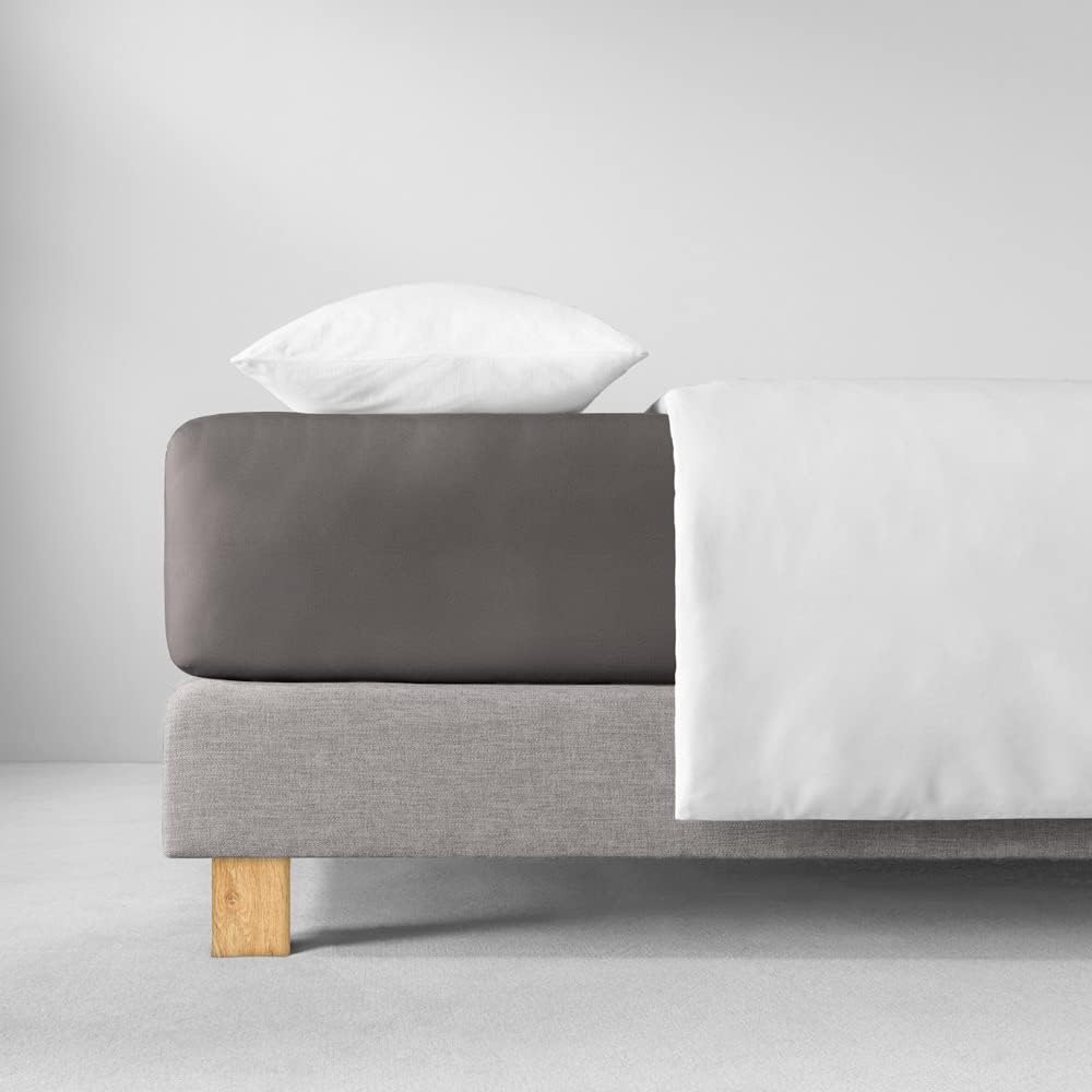 ESTELLA Spannbetttuch Zwirnjersey | Graphit | 100x200 cm | passend für Matratzen 90-120 cm (Breite)