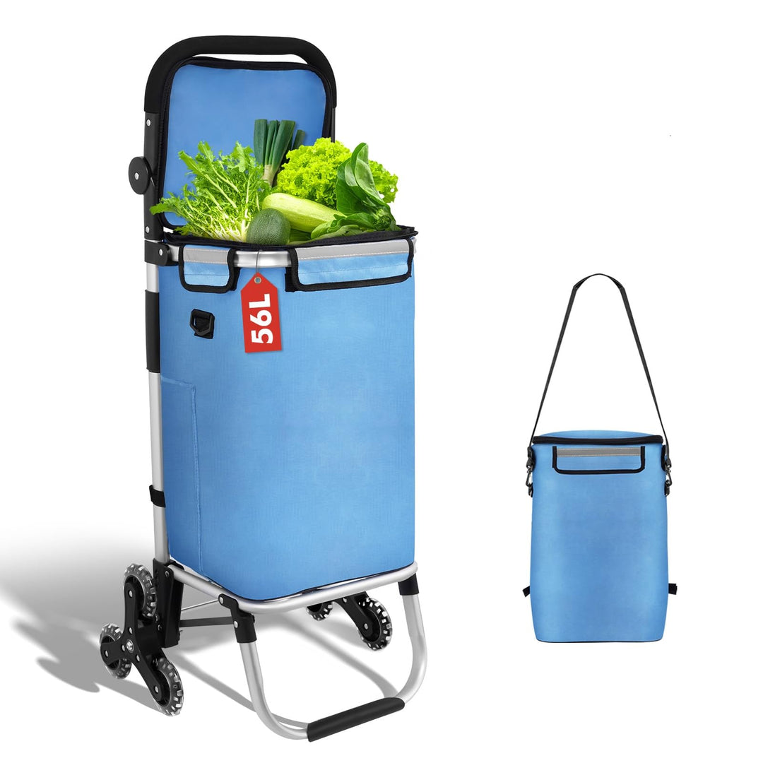 3 in1 Einkaufstrolley Klappbar,Einkaufswagen m𝐢t 56L Kapazität und belastbar bis 35kg,Einkaufswagen