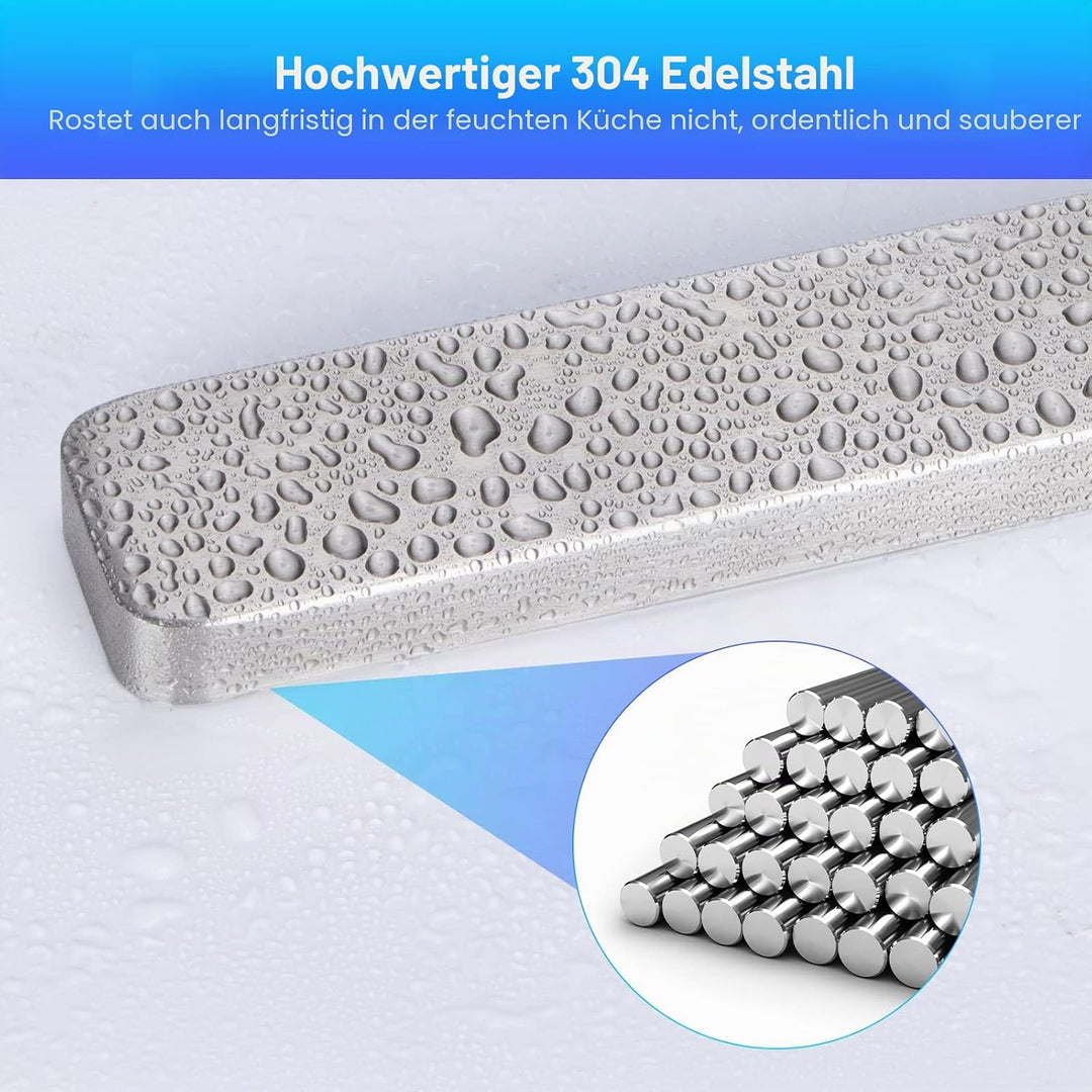 Fohil Messer Magnetleiste 40cm mit 3 Haken, Magnetleiste Edelstahl Messerhalter 16in Magnetisch Selb