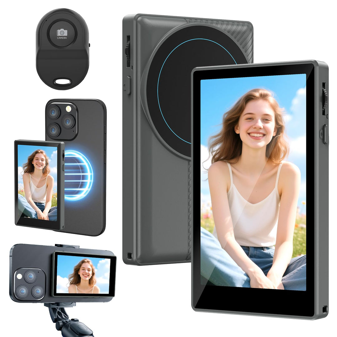 Qoosea Handy Selfie Monitor 4" Magnetisch, 1080P Wireless Selfie Monitor Bildschirm mit Lautsprecher