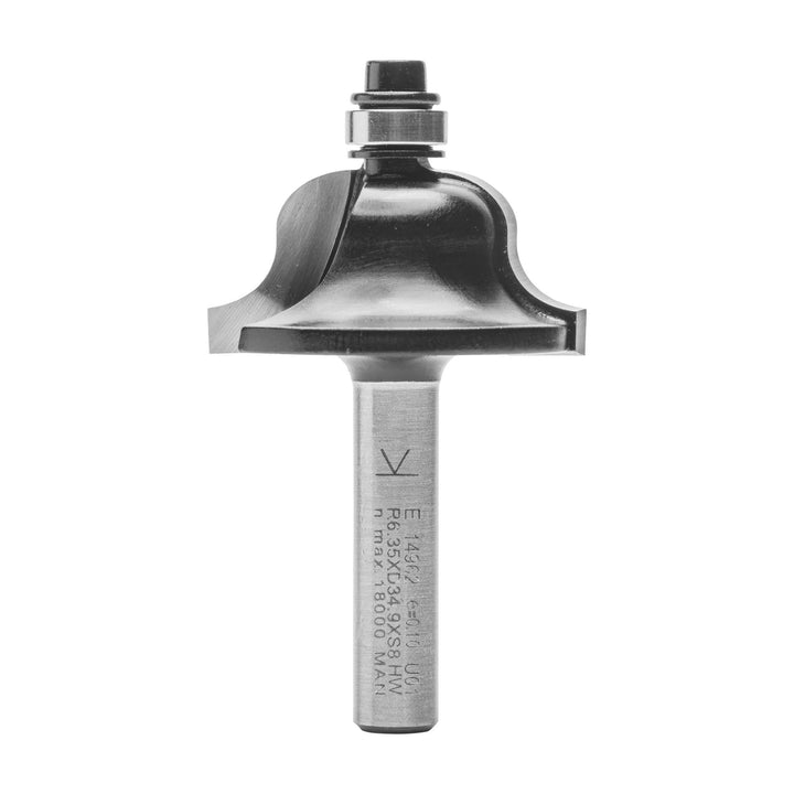 ENT 14962 Römischer Profilfräser HW, Schaft (S) 8 mm, Durchmesser (D) 34,9 mm, NL 16,6 mm, R 6,35 mm