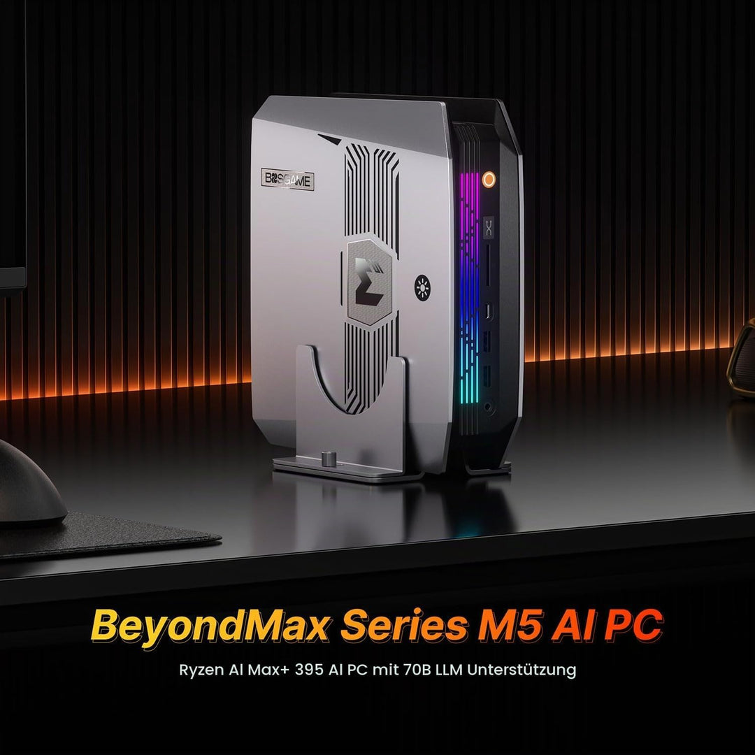 BOSGAME M5 AI Mini PC AMD Ryzen AI Max+ 395, 16 Cores 32 Threads up to 5.1GHz, 128GB LPDDR5X RAM, 2T