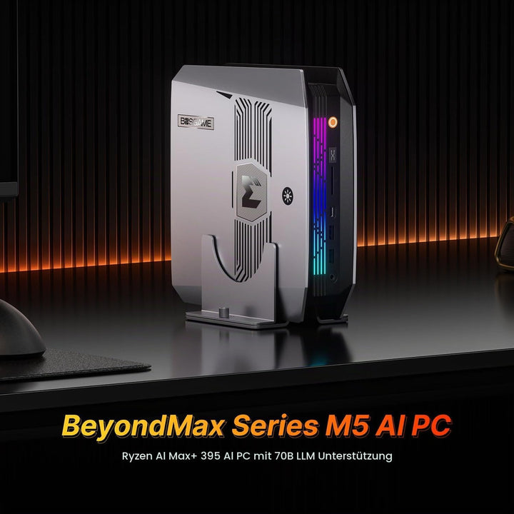 BOSGAME M5 AI Mini PC AMD Ryzen AI Max+ 395, 16 Cores 32 Threads up to 5.1GHz, 128GB LPDDR5X RAM, 2T
