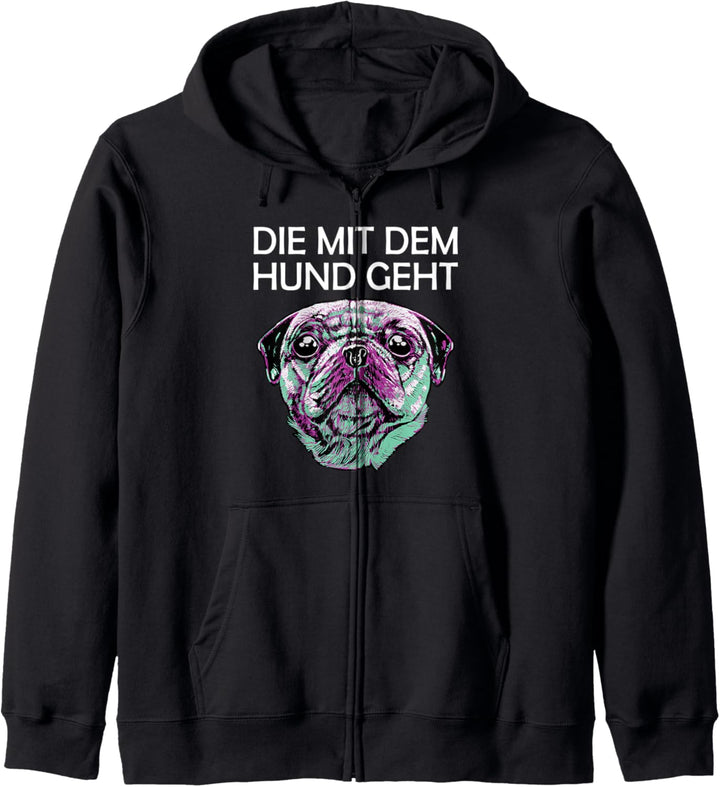 Die mit dem Hund geht Kapuzenjacke