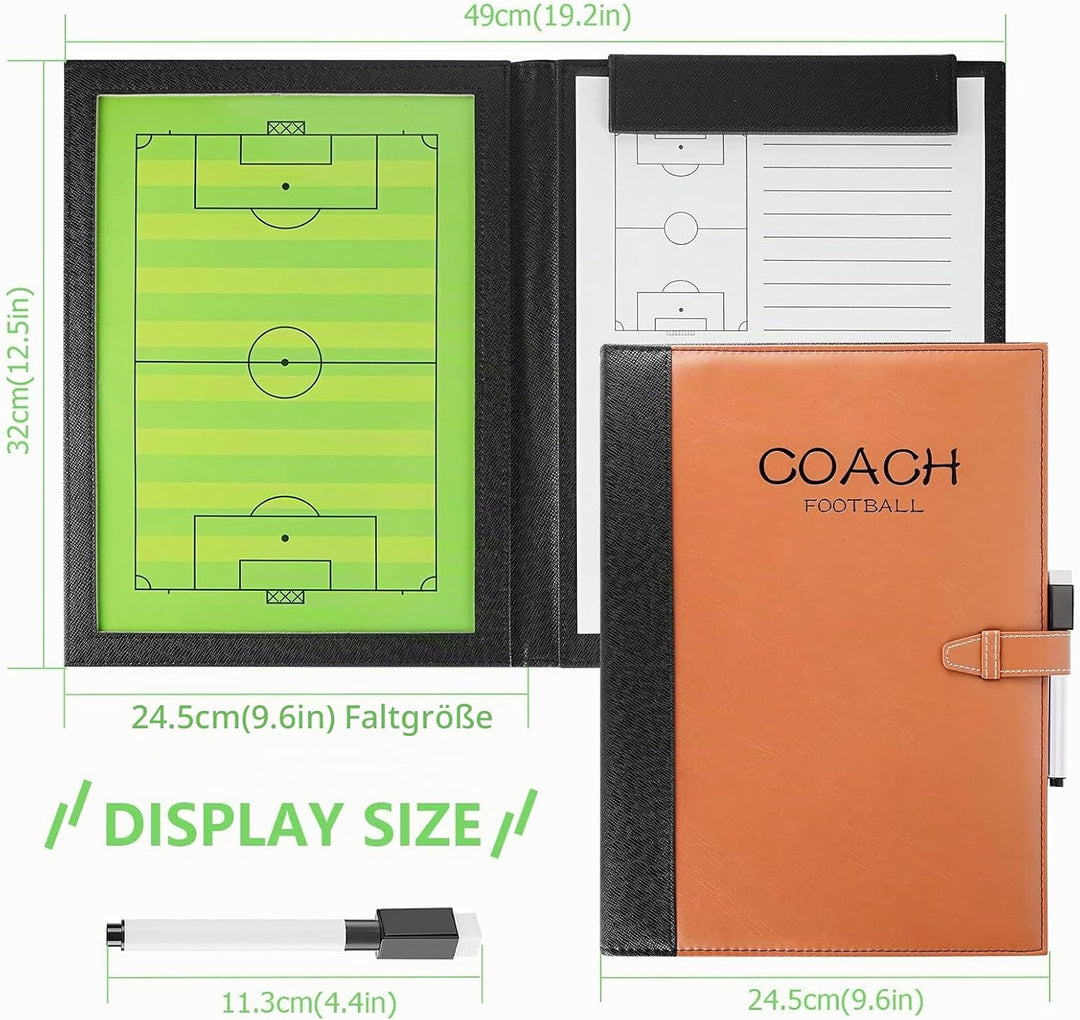 RoseFlower Trainer Taktiktafel Fussball, Profi Faltbares Fussball Taktikmappe Soccer Taktikboard Foo