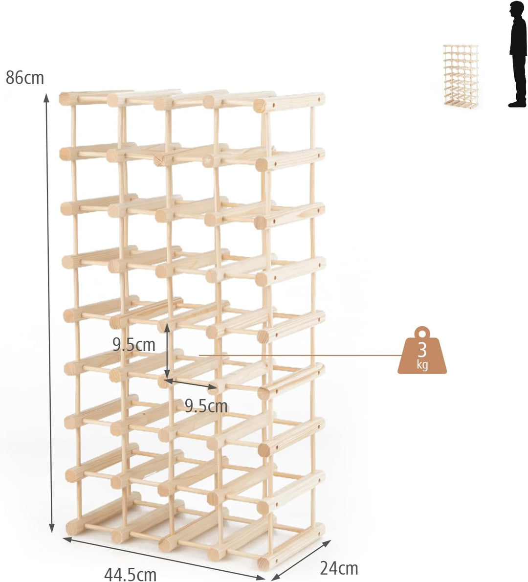 KOMFOTTEU Weinregal für 40 Flaschen, Flaschenregal aus Holz, Flaschenständer erweiterbar, Weinflasch