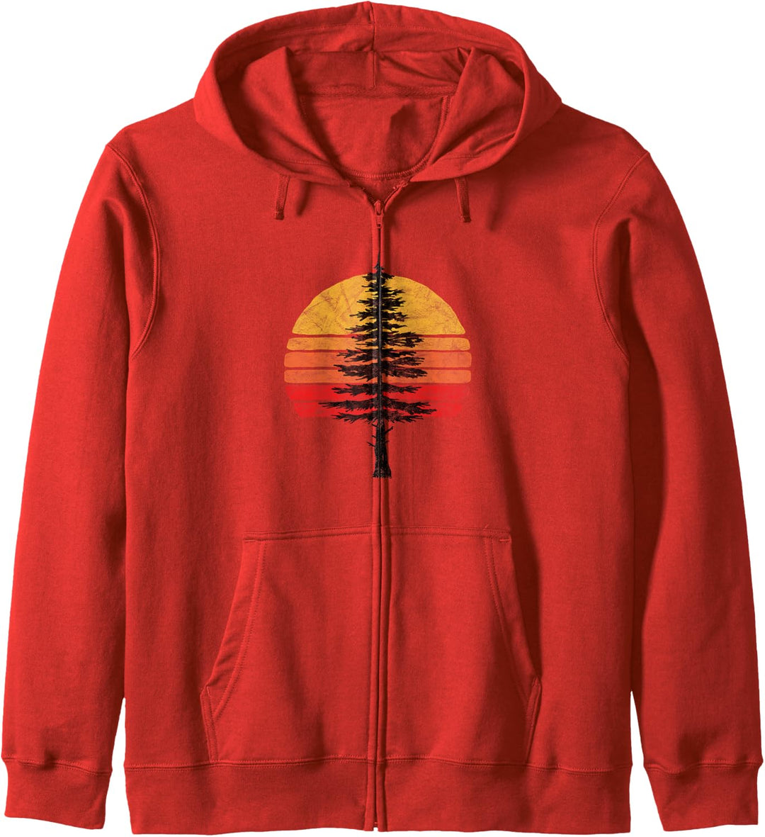 Retro Sun Minimalist White Pine Tree Illustration Graphic Kapuzenjacke