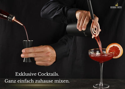 BARMINGO® Edelstahl Cocktail Set 11tlg. – 700 ml Cocktail Shaker Set mit Ständer und Bar Zubehör, Co