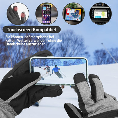 Vihir Winterhandschuhe Skihandschuhe Herren & Damen Thermo Handschuhe, Wasserdichte Touchscreen 3M T