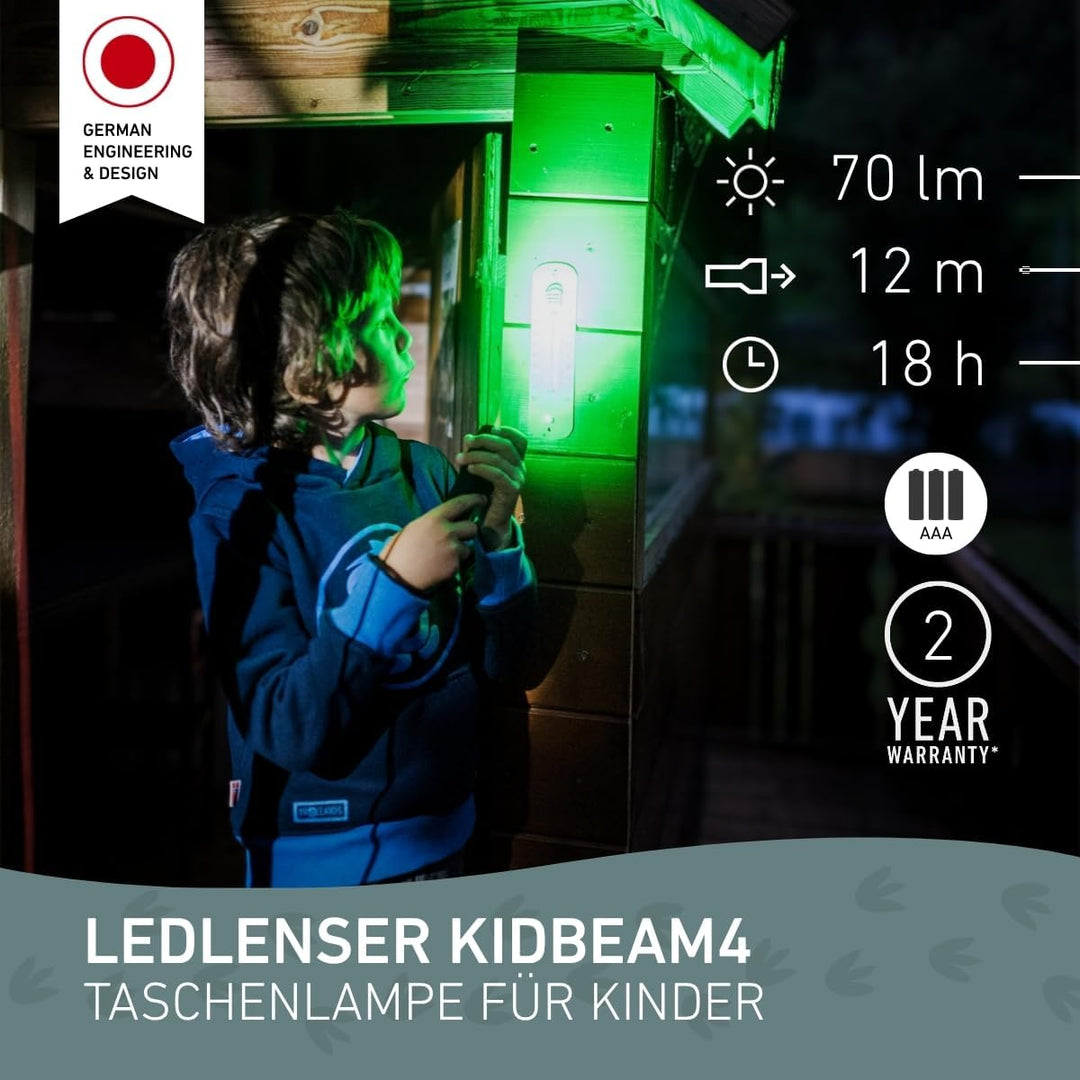 Ledlenser KIDBEAM4 Taschenlampe grün | energiesparende Batterie Led | 4 Farbmodi und Blinkfunktion |