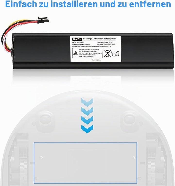 5200mAh Ersatzakku für die Neato Robotics Saugroboter Connected D3, D5, D7 Hohe Kapazität Staubsauge