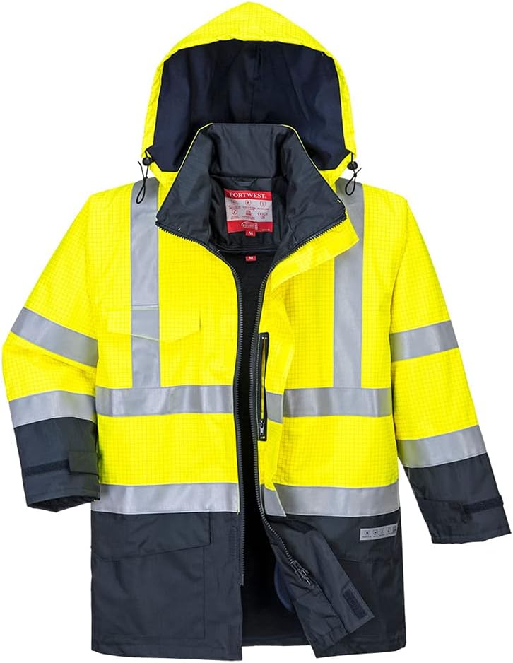 Portwest Bizflame Regen Warnschutz Multi-Norm Jacke, Grösse: 4XL, Farbe: Gelb/Marine, S779YNR4XL 4XL