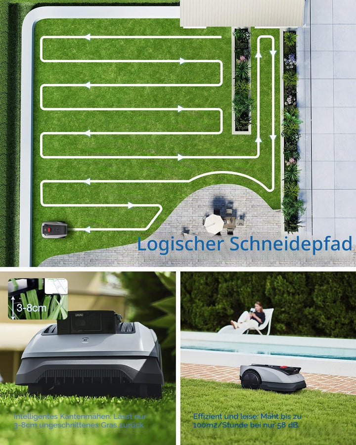 ECOVACS GOAT O600 RTK Mähroboter, RTK & AI-Kamera-Navigation, 45% Steigung, 100m²/h, IPX6, App-Steue