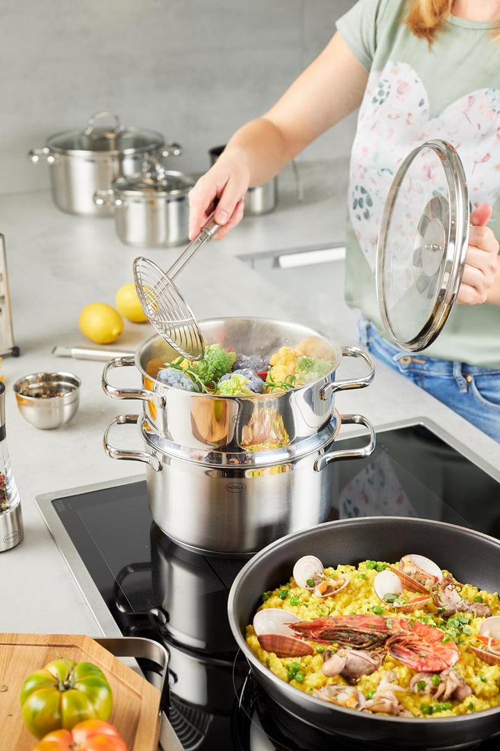 RÖSLE ELEGANCE Wokpfanne, Hochwertiger Edelstahlwok mit robuster Keramikversieglung ProCera, 28 cm,