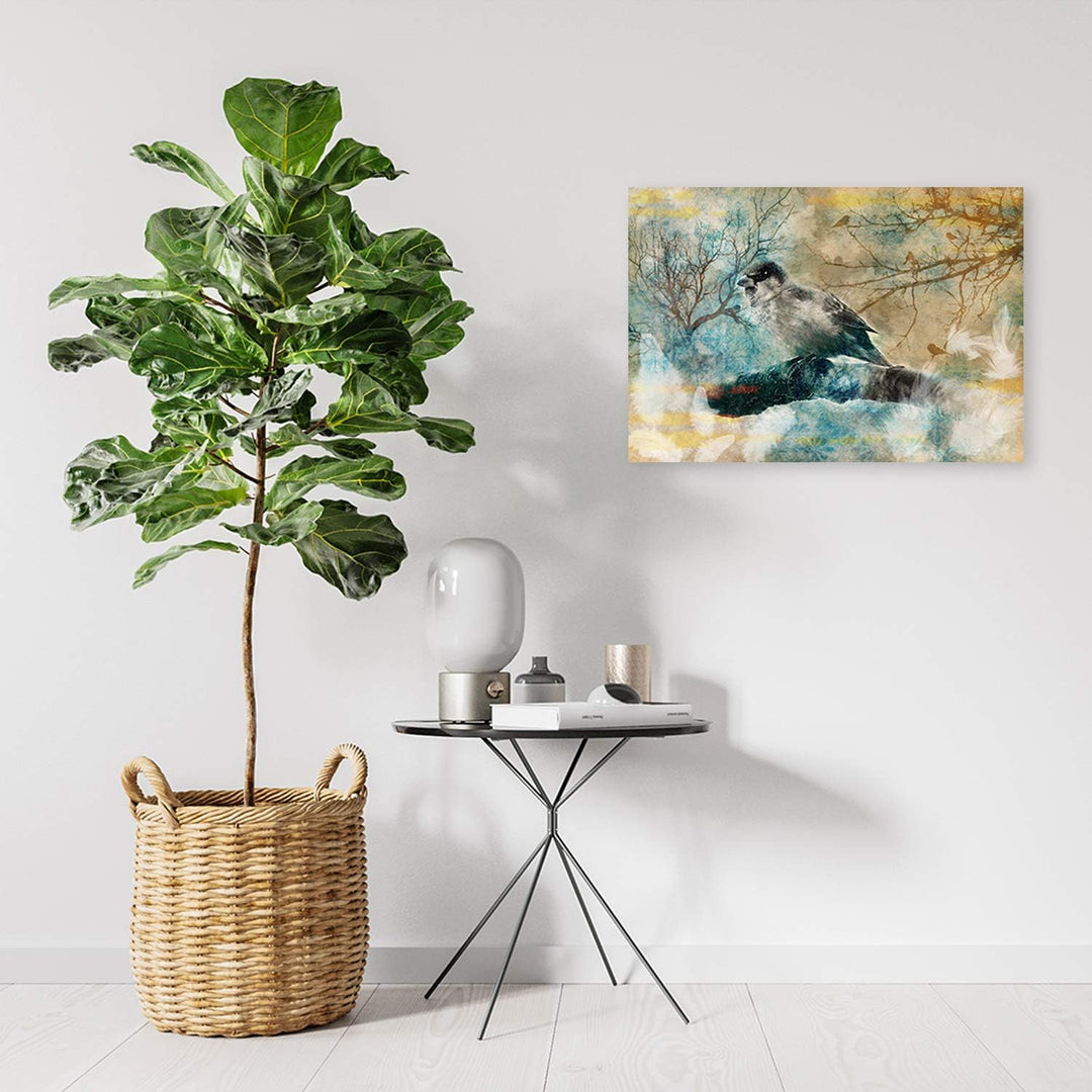 Feeby Wanddeko Vogel Leinwandbild Kunstdruck abstrakt Beige 100x70 cm M14228 100x70 cm, M14228 100x7