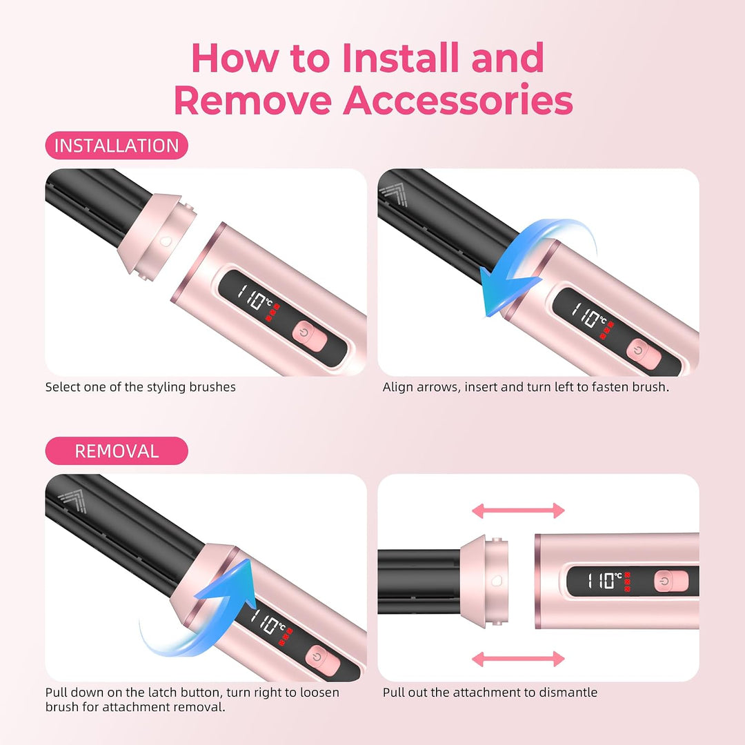 MogaWave Hair styler 5 in 1 Airbrush Haarstyler Air Styler mit LCD-Bildschirm und Temperaturanzeige