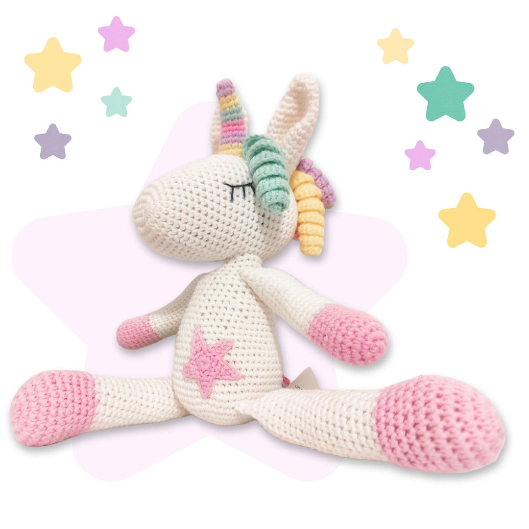 Handgehäkeltes Einhorn Stofftier, Amigurumi-Tierspielzeug, Handgehäkelte originelle Geschenke für Ba