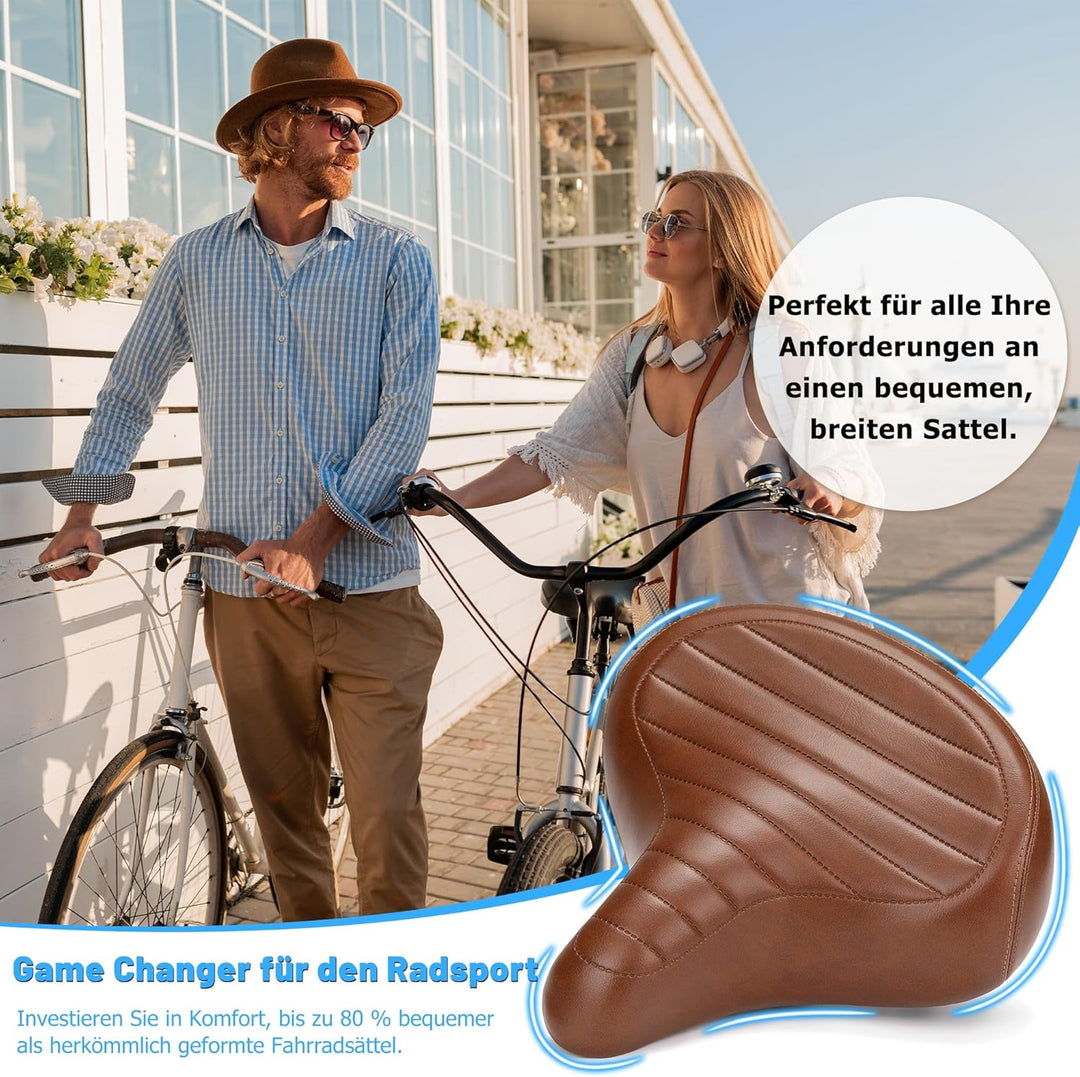 Bequemer Fahrradsattel für Herren & Damen, Breit Weich Fahrrad Sattel, Ergonomisch bequem Polster Fa