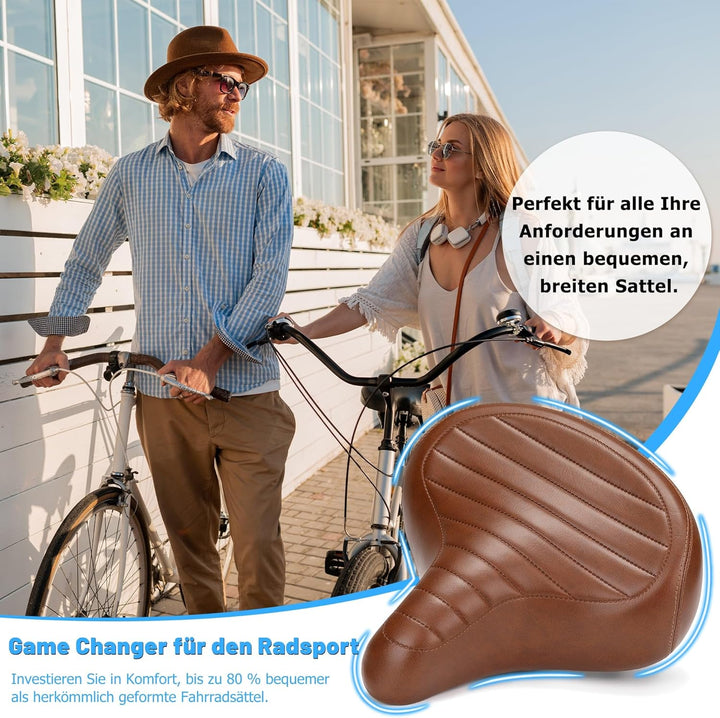 Bequemer Fahrradsattel für Herren & Damen, Breit Weich Fahrrad Sattel, Ergonomisch bequem Polster Fa