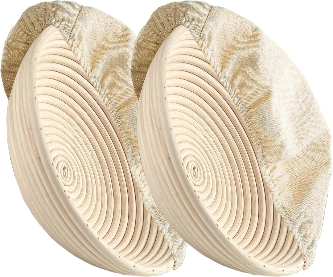 2pcs Gärkorb Rund 23cm, BannetonSet, Gärkörbchen Set, Brotkorb aus nachhaltigem Rattan, Zum Brotback