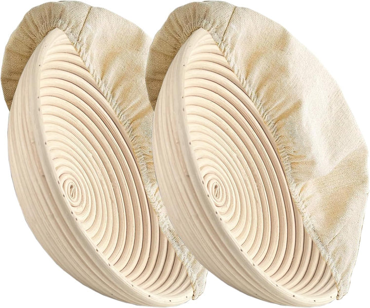 2pcs Gärkorb Rund 23cm, BannetonSet, Gärkörbchen Set, Brotkorb aus nachhaltigem Rattan, Zum Brotback