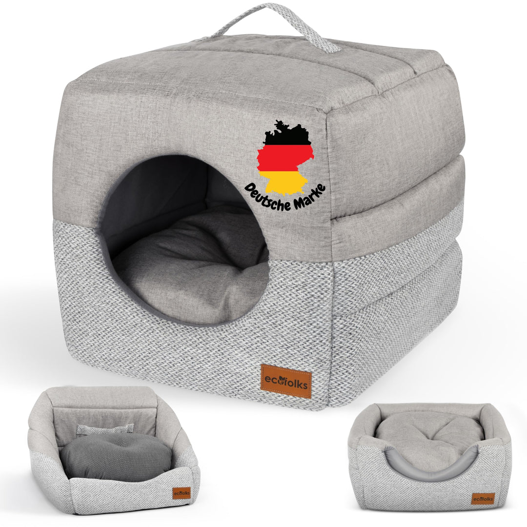 3in1 antibakterielles Katzenbett, Katzenhöhle | Sofa & Kuschelbett – wandelbar, stylisch & platzspar