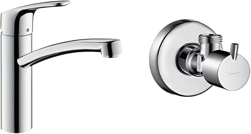 hansgrohe Set mit Küchenarmatur Focus M41, Wasserhahn Küche mit Auslauf Höhe 160mm, 360° drehbar, 1