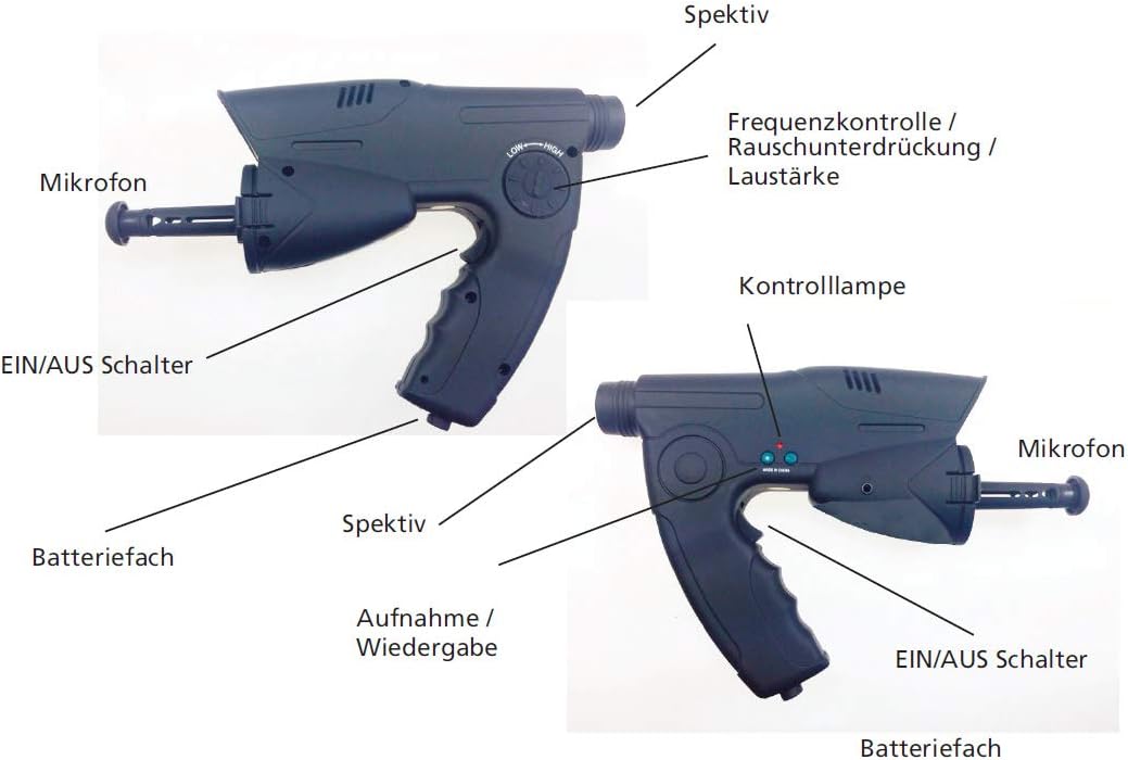 ChiliTec Parabol Richtmikrofon mit Kopfhörer Aufnahmefunktion 26cm bis 90m Reichweite