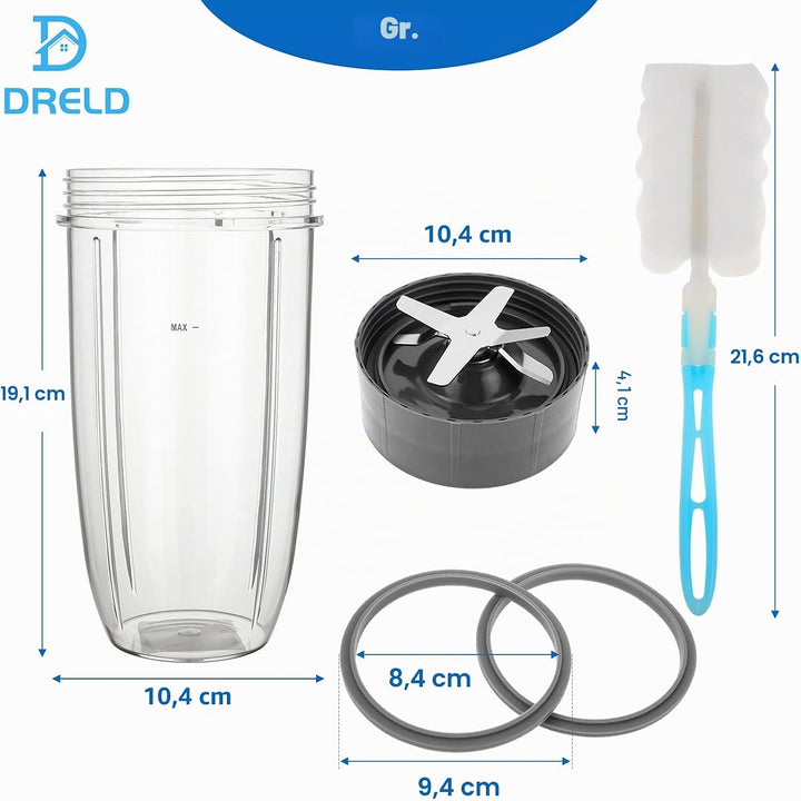 DRELD 5 Stück Mixer Ersatzteile Kompatibel mit NutriBullet Entsafter 600 W/900 W Mixer, mit 1×32oz B