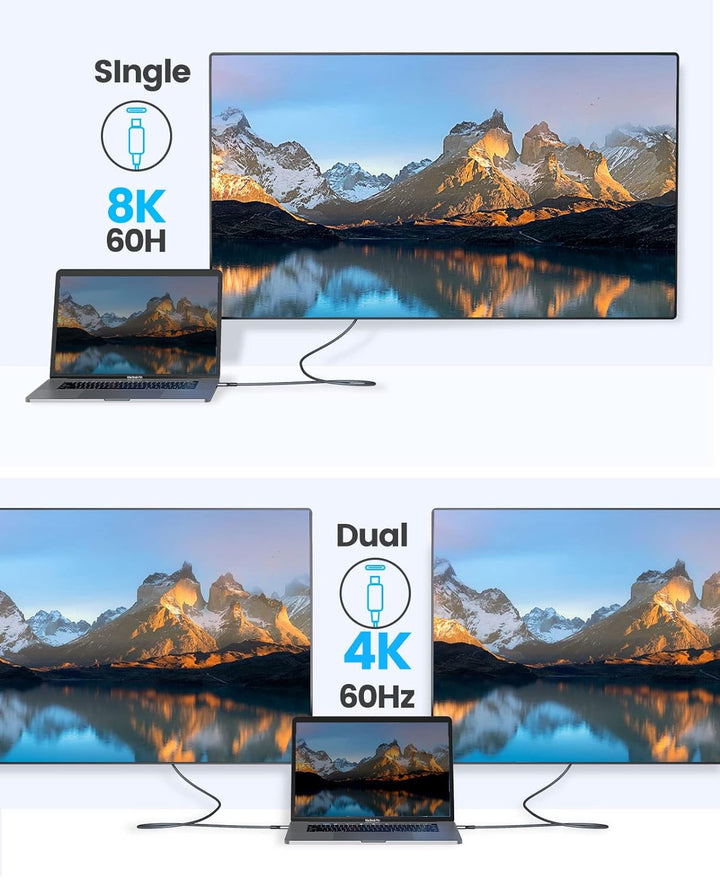 ORICO Kabel für Thunderbolt 4, Kompatibel mit Thunderbolt 3/USB4, Übertragungsrate 40Gbps, 8k@60Hz (