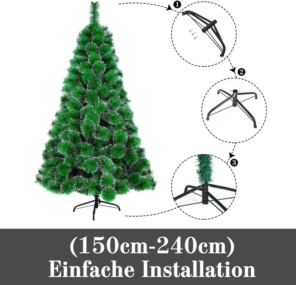 HENGMEI 180cm PVC Weihnachtsbaum Tannenbaum Christbaum Grün künstlicher mit Metallständer ca. 240 Sp