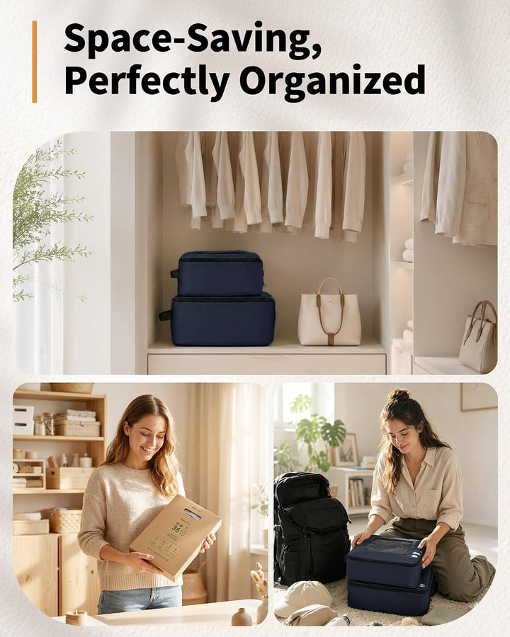 ECOHUB Koffer Organizer mit 4 Grössen System für Reisen Marineblau Marineblau, Marineblau Marineblau