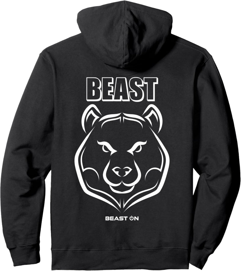 Beast Bär Kopf Gym Fitness Rücken Motiv Workout Bodybuilding Pullover Hoodie