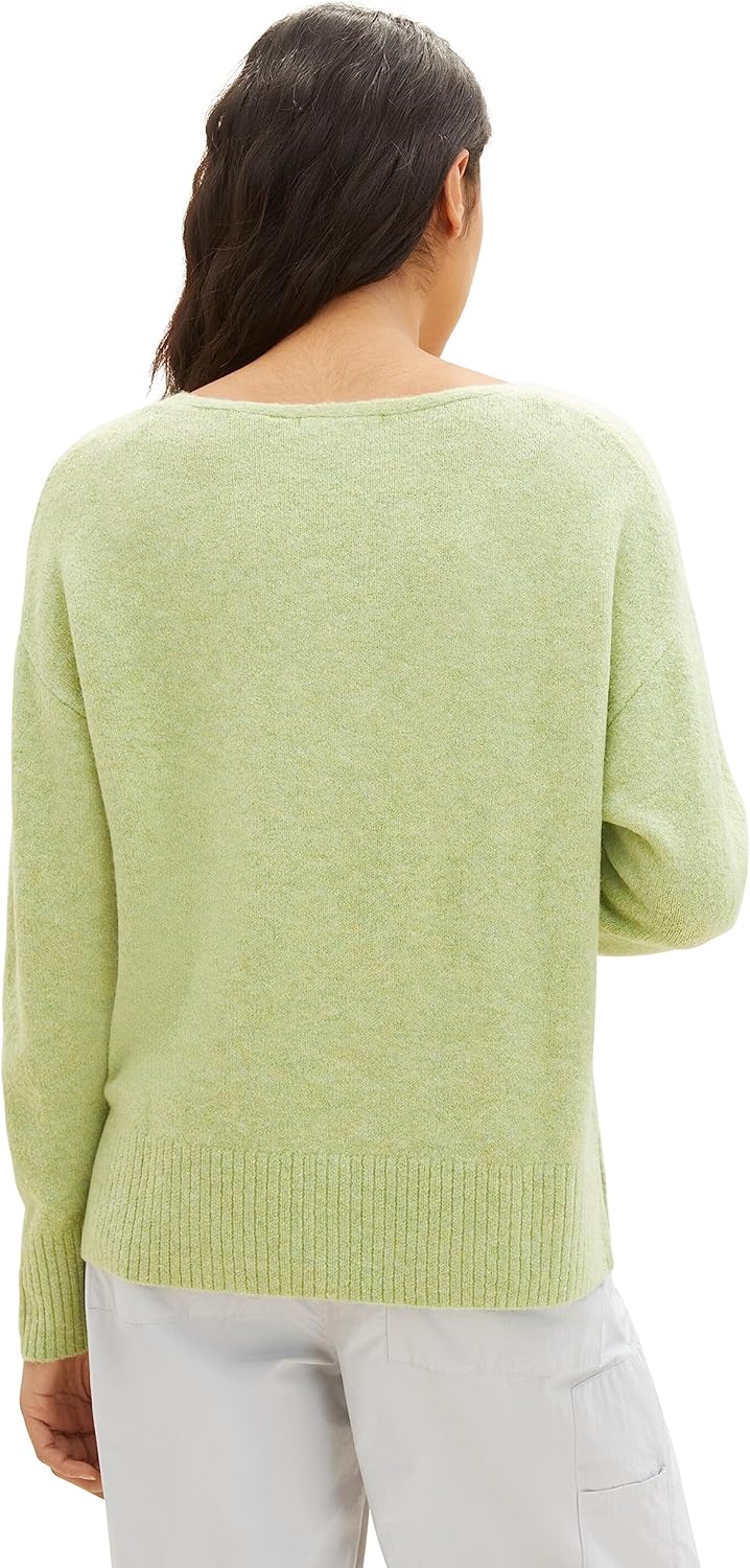 Tom Tailor Denim Damen 1038392 Basic Pullover mit V-Ausschnitt (1er Pack) S 32542-dusty Pear Green M
