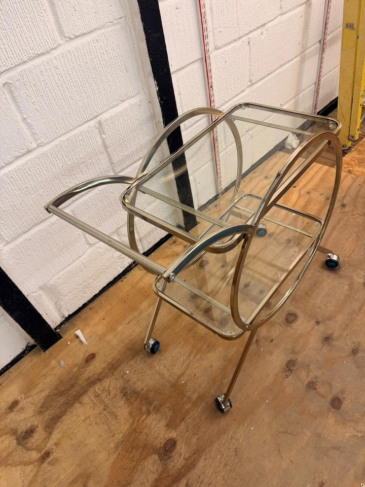 Rechteckiger Servierwagen aus Metall, Glas, für Getränke, Bar, Wagen, mobile Kücheninsel