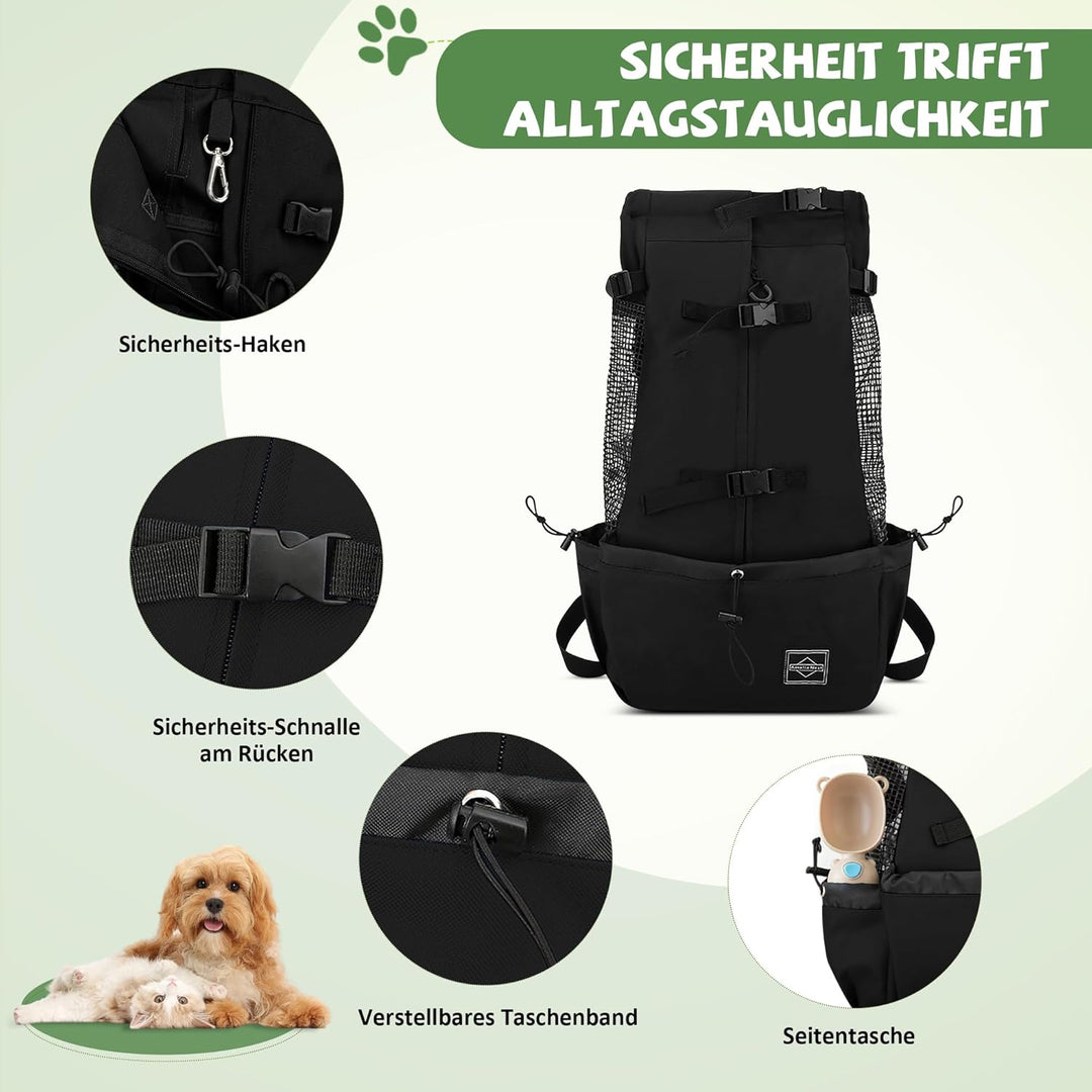 ALLSOPETS Hunderucksack Tragetasche Verstellbar für Kleine Mittelgrosse Hunde, Haustier Rucksack zum