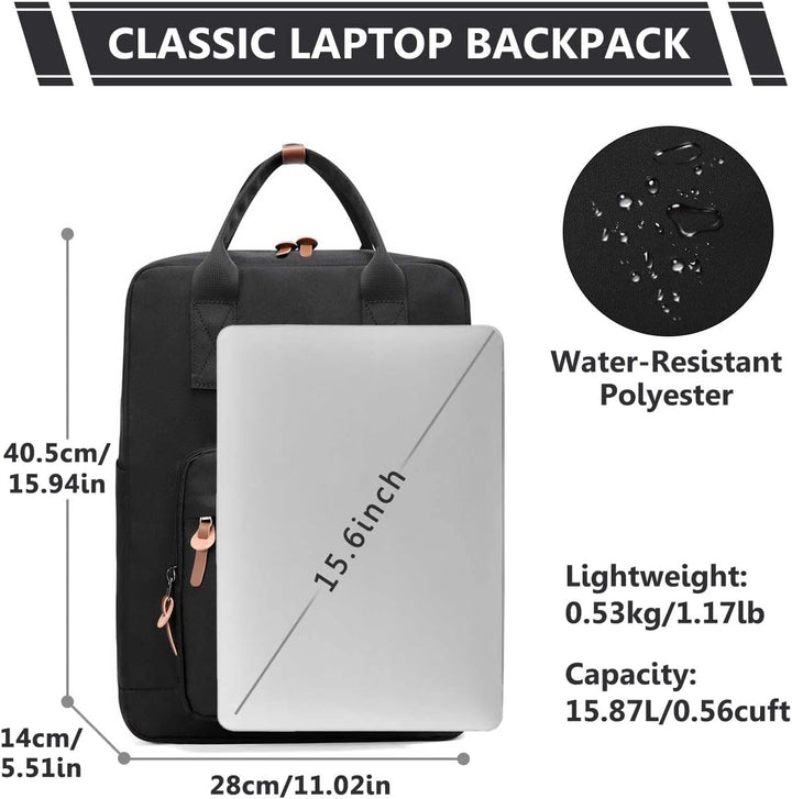 Kasgo Schulrucksack, Wasserabweisend Leichte 15,6 Zoll Laptop Rucksack Schultasche für Herren Damen