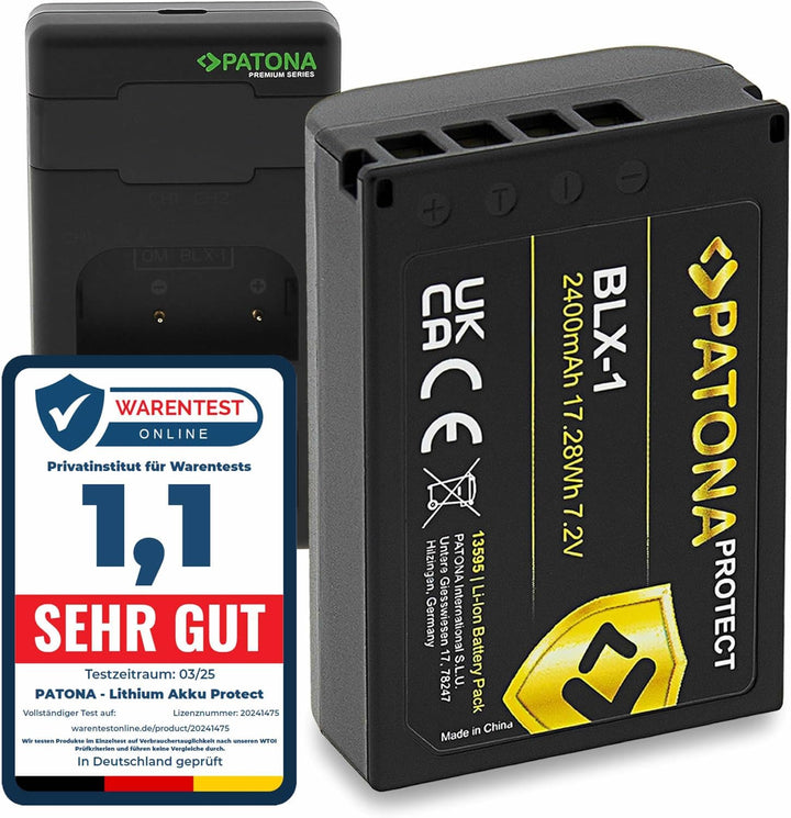 PATONA V1 Protect Akku BLX-1 (2250mAh) inkl. NTC-Sensor und V1 Gehäuse - mit PD Performance USB Lade