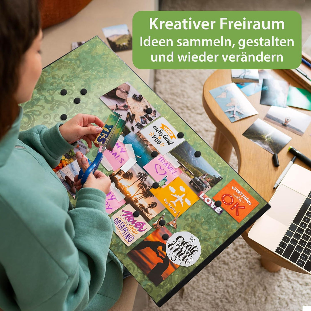 banjado Magnettafel schwarz 78 x 37cm / Magnetwand Metall/Magnetpinnwand als Memoboard/Pinnwand Magn
