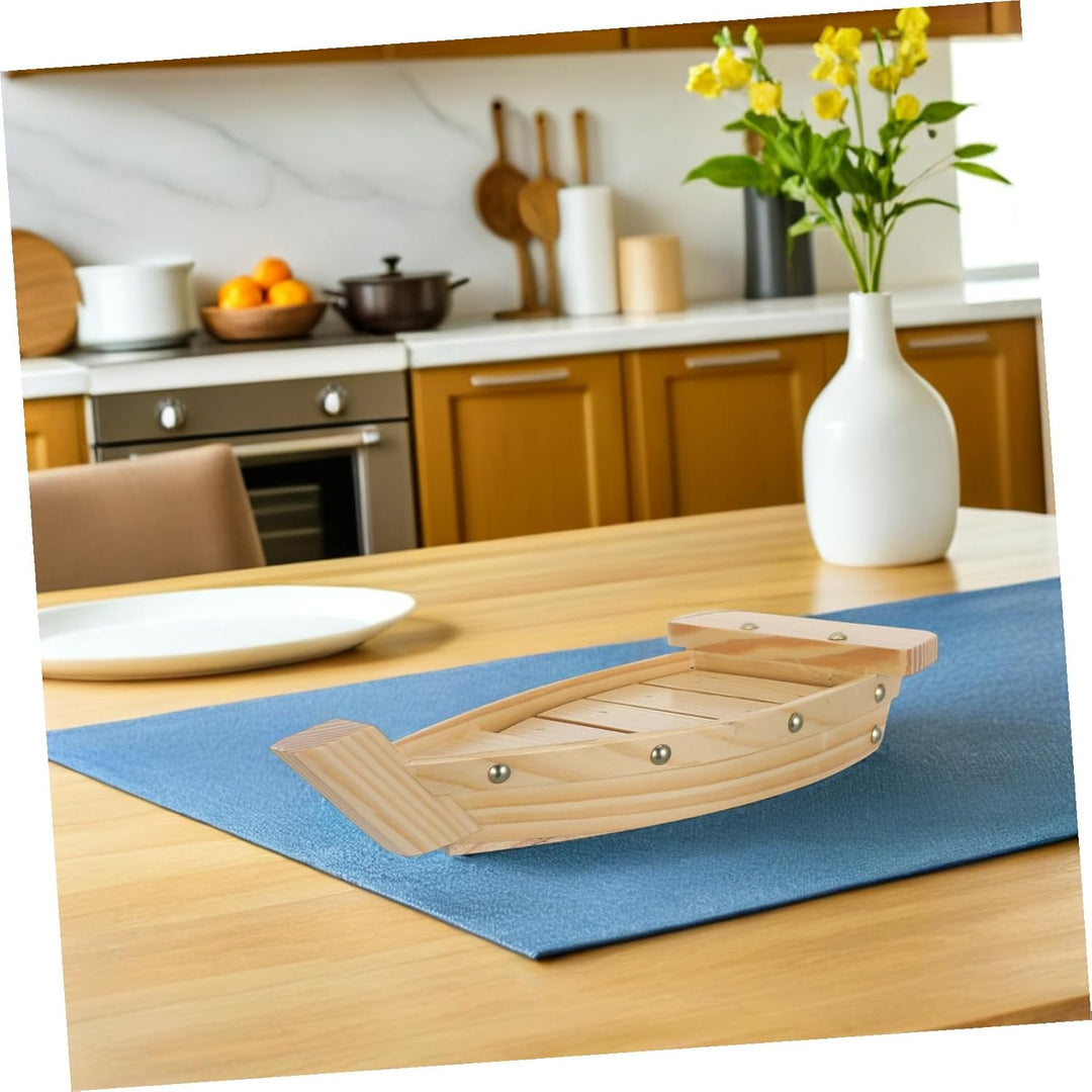 Housoutil Boot Geformtes Gericht Sashi-Platte Aus Holz Sushi-Boot-Platte Sushi-servierboot Japanisch