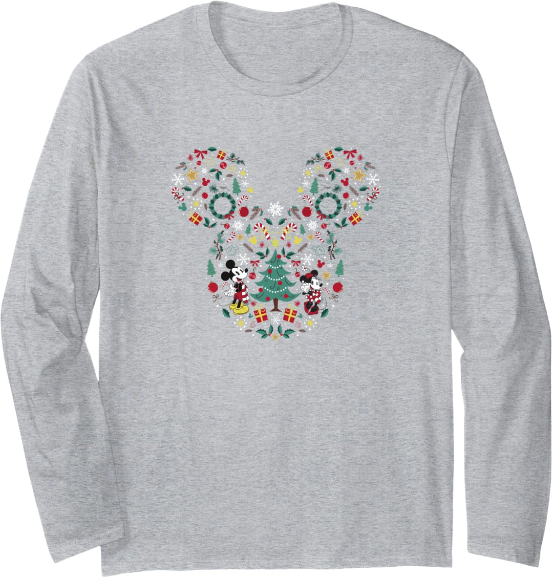 Disney Mickey & Minnie Christmas Jumble Ear Shape Langarmshirt