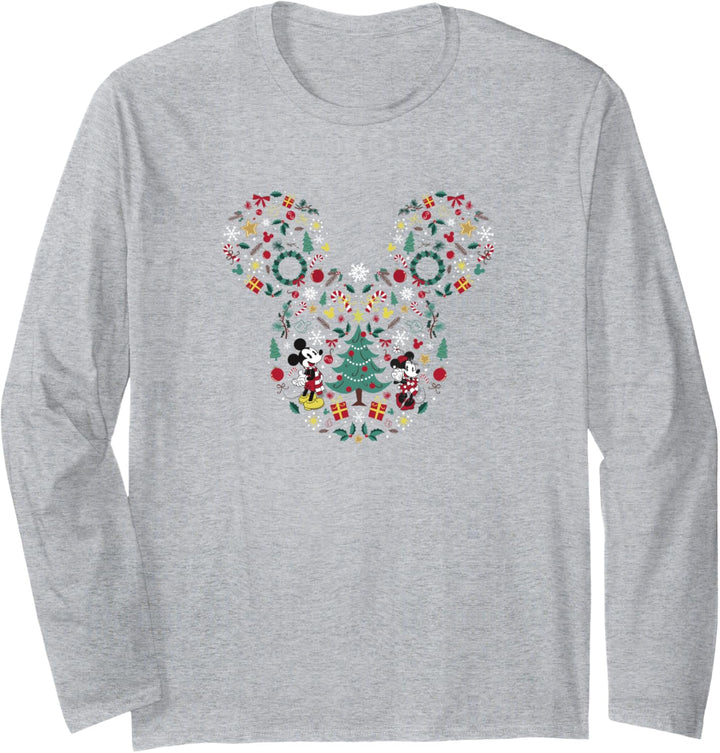 Disney Mickey & Minnie Christmas Jumble Ear Shape Langarmshirt