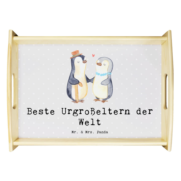 Mr. & Mrs. Panda Serviertablett Urgrosseltern - Geschenk, Bedanken, Holztablett, Frühstückstablett,