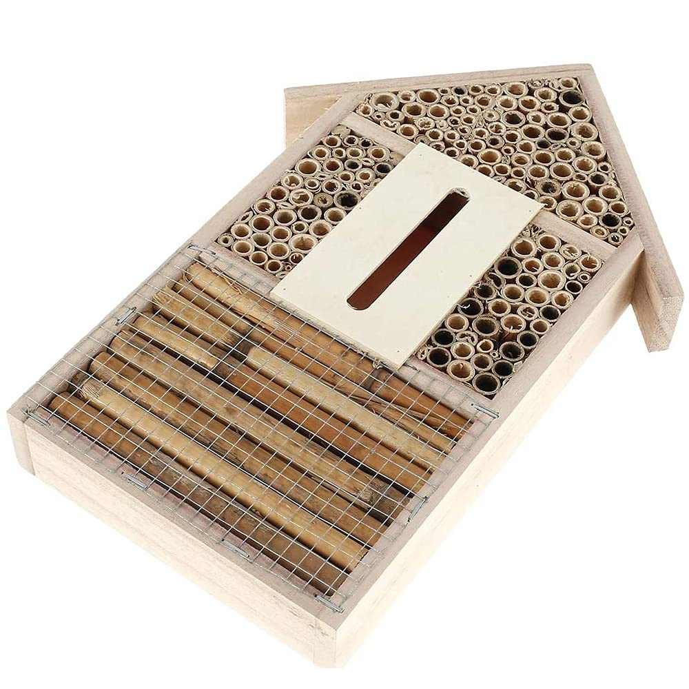 ANCLLO Grosses Bienenhaus Hotel Schmetterlingshäuser Outdoor Multi Qualität Natur Holz Insektenhotel